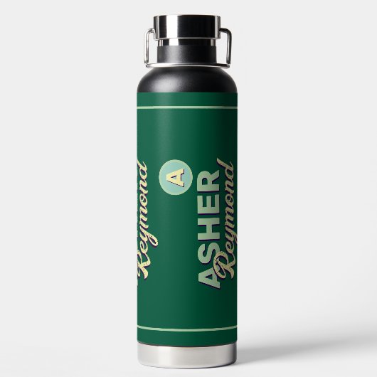 Herhalen van voor- en achternaam | Monogram op gro Waterfles (Achterkant)