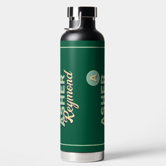 Herhalen van voor- en achternaam | Monogram op gro Waterfles (Rechts)