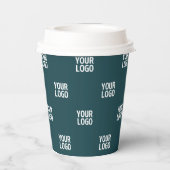 Herhalend Afbeelding, ontwerp of Logo | donkerblau Papieren Bekers (Achterkant)