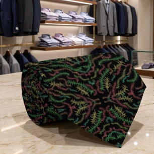 Herhalend bladpatroon met herfstkleuren stropdas