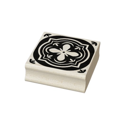Herhalend Blauw Botanisch Bloemendesign Rubberstempel (Stempel)