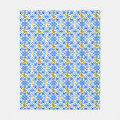 Herhalend Blauw Geel Citroen Patroon Fleece Deken (Voorkant)
