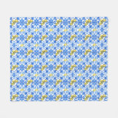 Herhalend Blauw Geel Citroen Patroon Fleece Deken (Voorkant (Horizontaal))