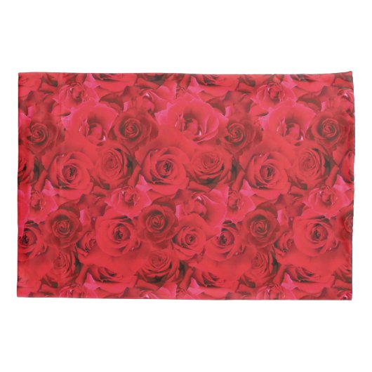 Herhalend bloemmotief | Rode rozen patroon Kussensloop (Achterkant)