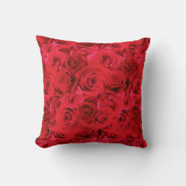 Herhalend Bloemmotief | Rood Rozen Patroon Kussen