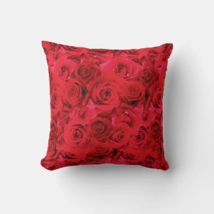 Herhalend Bloemmotief   Rood Rozen Patroon Kussen
