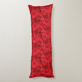 Herhalend Bloemmotief | Rood Rozen Patroon Lichaamskussen (Achterkant (Verticaal))