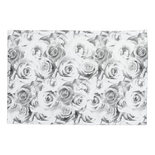 Herhalend bloemmotief | Witte rozen patroon Kussensloop (Achterkant)