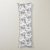Herhalend bloemmotief | Witte rozen patroon Lichaamskussen (Achterkant (Verticaal))