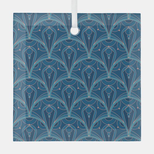 Herhalend geometrisch Art Deco patroon Glas Ornament (Voorkant)