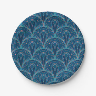 Herhalend geometrisch Art Deco-patroon Papieren Bordje
