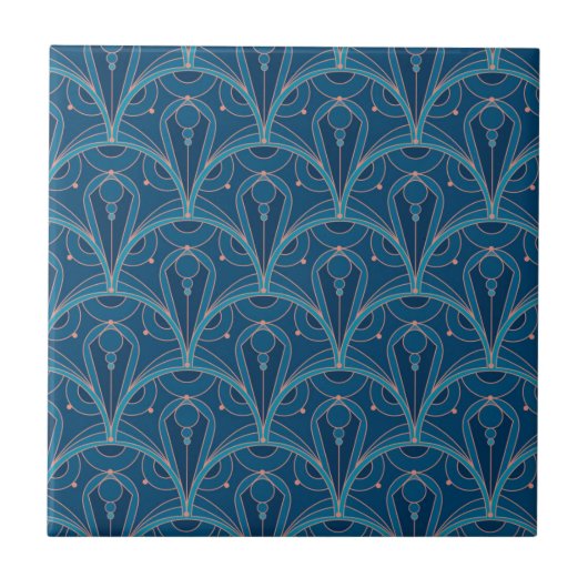 Herhalend geometrisch Art Deco patroon Tegeltje (Voorkant)