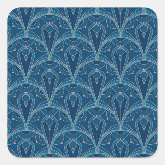 Herhalend geometrisch Art Deco patroon Vierkante Sticker (Voorkant)
