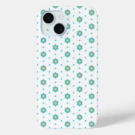 herhalend geometrisch bloempatroonontwerp iPhone 15 case