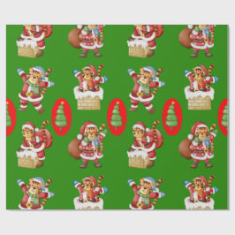 Herhalend kerstpatroon met tijgers als Sa Cadeaupapier