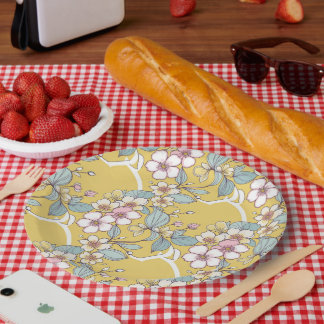 Herhalend patroon in pastelkleuren papieren bordje