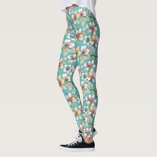 Herhalend patroon met bloementhema leggings (Links)