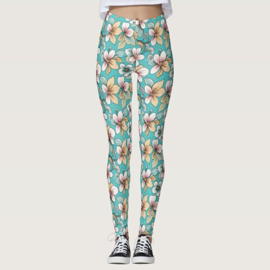 Herhalend patroon met bloementhema leggings (Voorkant)