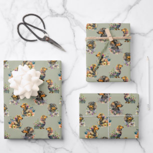 Herhalend patroon met schattige dachshonden huisdi inpakpapier vel