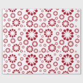 Herhalend Patroon Rode Bloemen Van Cirkels En Ring Cadeaupapier (Vlak)