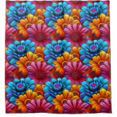 Herhalend patroon van 3d kleurrijke bloemen douchegordijn (Voorkant)