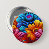 Herhalend patroon van 3d kleurrijke bloemen ronde button 7,6 cm (Voorkant /achterkant)