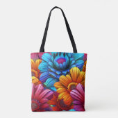 Herhalend patroon van 3d kleurrijke bloemen tote bag (Achterkant)