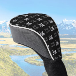 Herhalend patroon van twee logo's of afbeeldingen golfheadcover