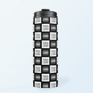 Herhalend patroon van twee logo's of afbeeldingen thermosbeker