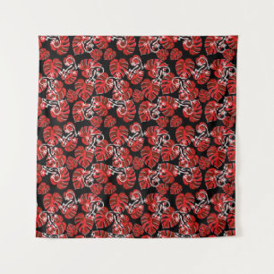 Herhalend salamander en rood lederen patroon wandkleed