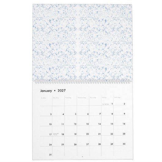 Herhalend, subtiel, getextureerd, wit achtergrondd kalender (Jan 2027)