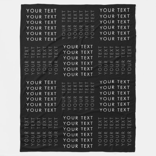 Herhalend Tekstpatroon Zwart Grijs & Wit Fleece Deken (Voorkant)