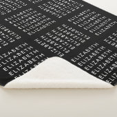 Herhalend tekstpatroon Zwart-wit Sherpa Deken (3/4)