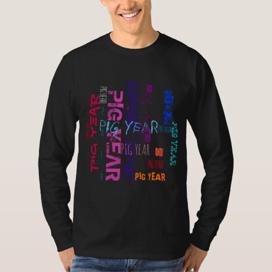 Herhalend Varkensjaar 2019 Mannen Zwart Shirt (Voorkant)