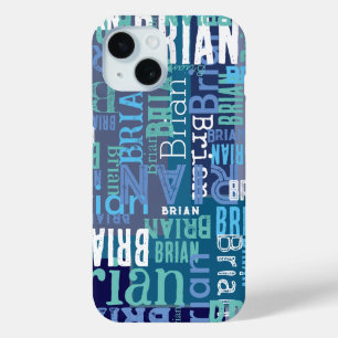 Herhalende Brian (aangepaste naam) blauwe tinten iPhone 15 Case