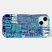 Herhalende Brian (aangepaste naam) blauwe tinten Case-Mate iPhone Case (Achterkant (horizontaal))