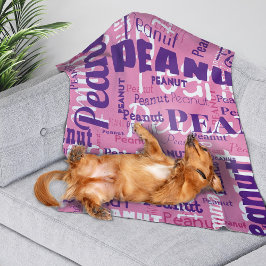 Herhalende dierennaam patroon roze Paarse witte le Fleece Deken