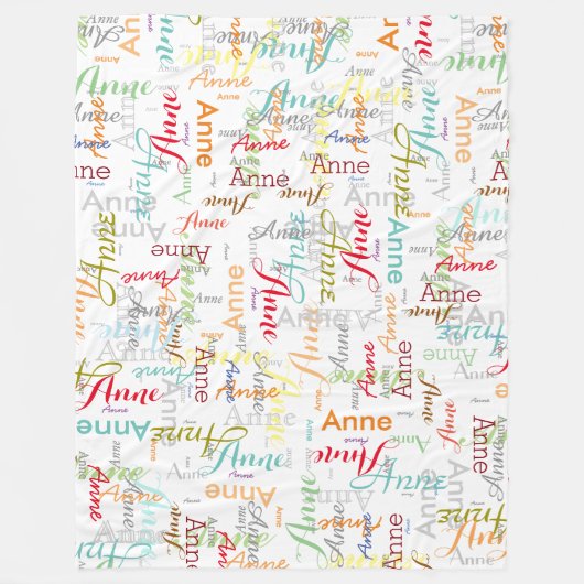 Herhalende Gepersonaliseerde Kleurrijke Namen allo Fleece Deken (Voorkant)