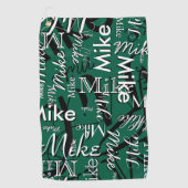 Herhalende Golfers Naam Hunter-Green Golfhanddoek (Voorkant)