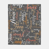 Herhalende Kleurennaam en Hondenpootallover donker Fleece Deken (Voorkant)