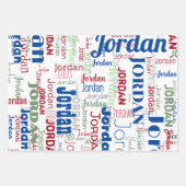 Herhalende Naam Blauw Groen Rood Kerstmis Inpakpapier Vel (Voorkant 3)