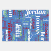 Herhalende Naam Blauw Groen Rood Kerstmis Inpakpapier Vel (Voorkant 2)