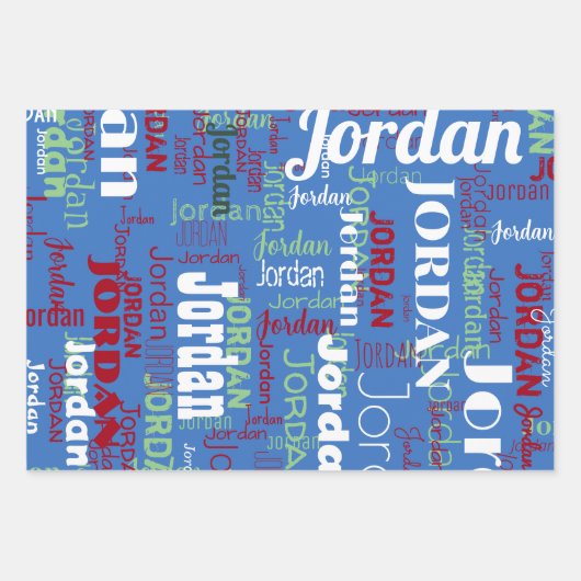 Herhalende Naam Blauw Groen Rood Kerstmis Inpakpapier Vel (Voorkant 2)