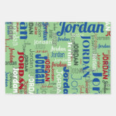 Herhalende Naam Blauw Groen Rood Kerstmis Inpakpapier Vel (Voorkant)