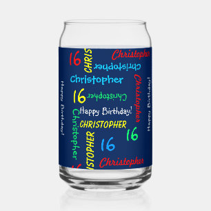 Herhalende Naam, Blauw Om het even welke Naam Om h Blikvorm Glas