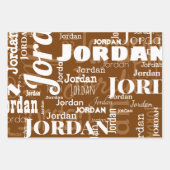 Herhalende Naam Bruin Beige Wit Modern Neutraal Inpakpapier Vel (Voorkant 2)