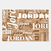 Herhalende Naam Bruin Beige Wit Modern Neutraal Inpakpapier Vel (Voorkant)