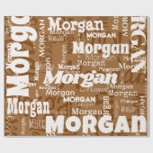 Herhalende Naam Bruin Wit Neutrals Modern Letterty Cadeaupapier (Vlak)