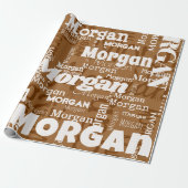 Herhalende Naam Bruin Wit Neutrals Modern Letterty Cadeaupapier (Uitgerold)