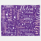 Herhalende Naam en harten allover Paarse Fleece Deken (Voorkant (Horizontaal))